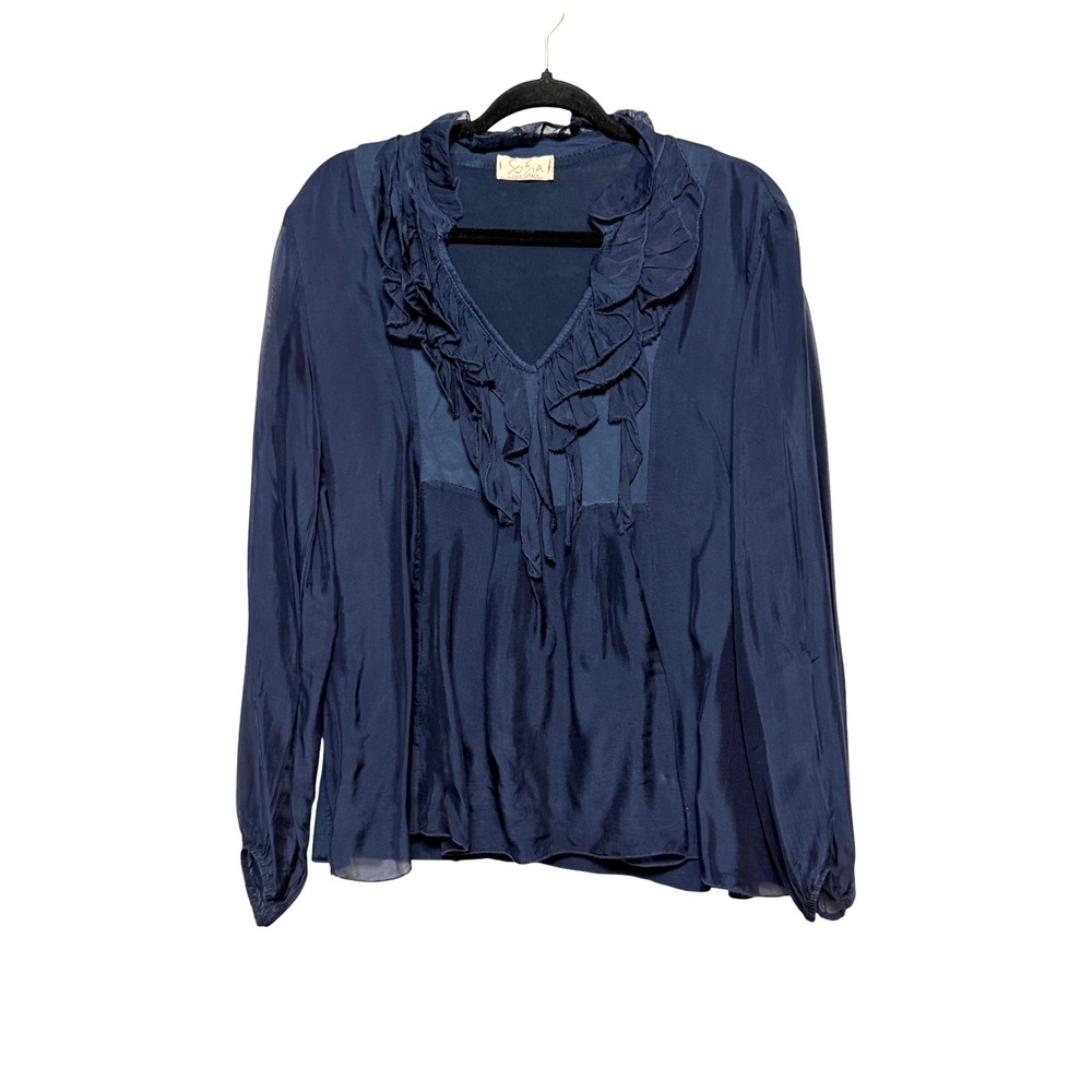 Sofia Romantic Academia Silk Top Womens Size M Italian‎ Vintage Dark Coquette